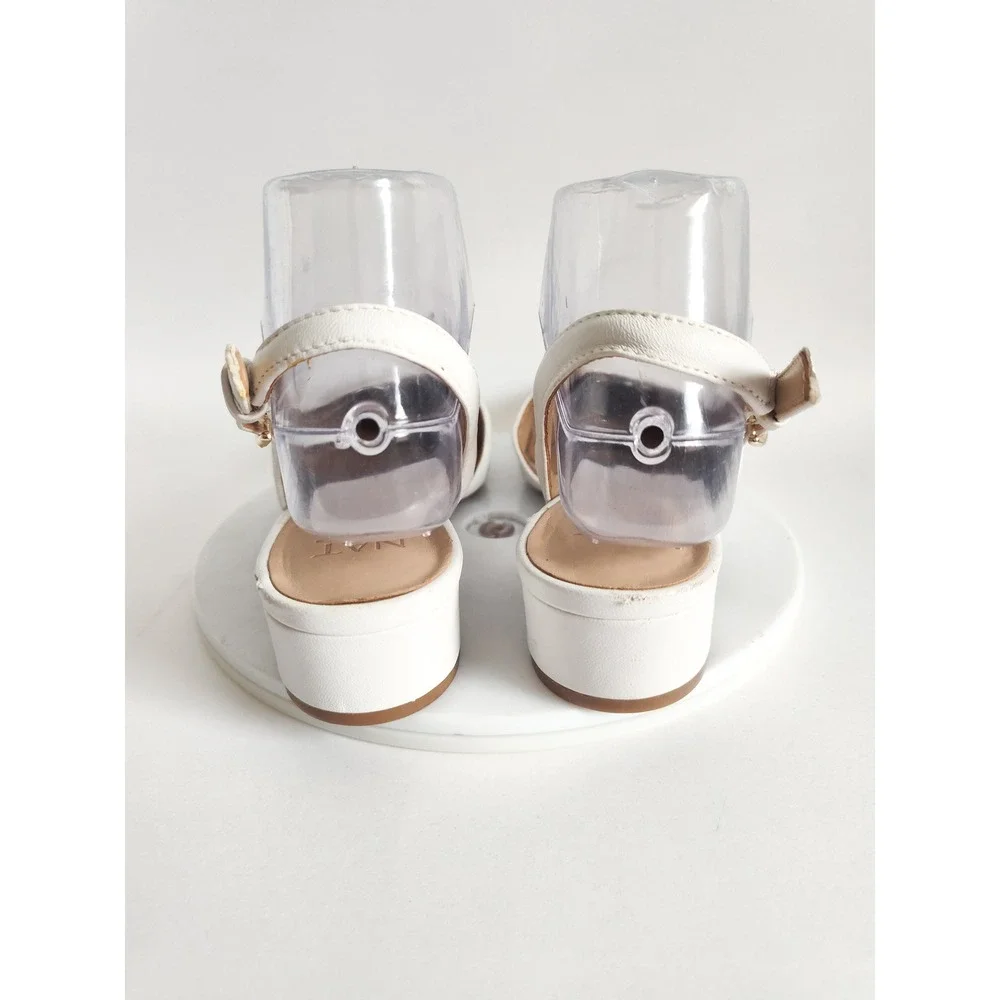 Naturalizer Slingback Pumps 6.5 White Leather Block Heel Pointed Toe